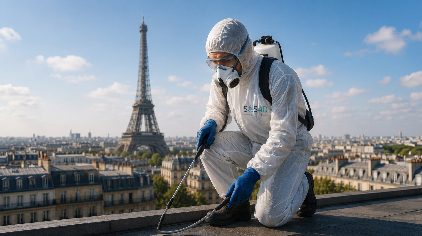 Technicien SOS 4D en équipement de protection, intervention à Paris